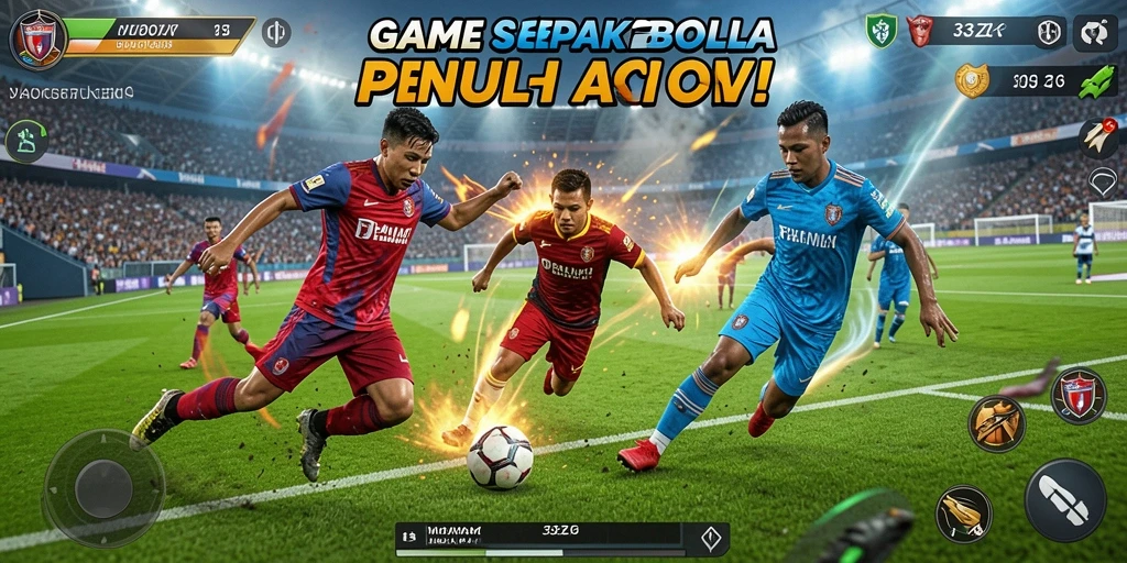 Screenshot gameplay 33ZK dengan aksi seru di lapangan sepak bola.