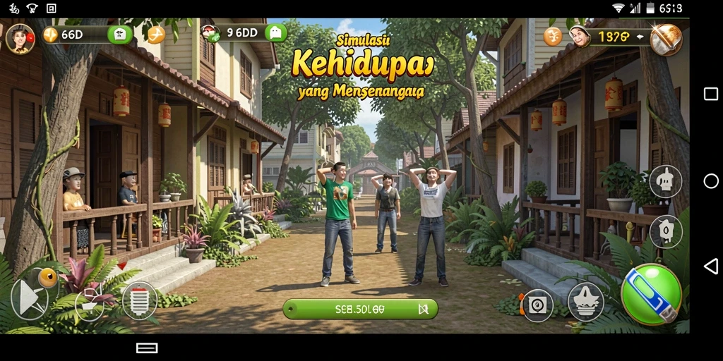 Tampilan utama gameplay 66D dengan berbagai aktivitas menarik.