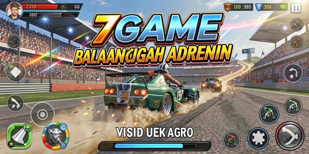 Gameplay balapan seru dan mendebarkan dalam 7GAME.