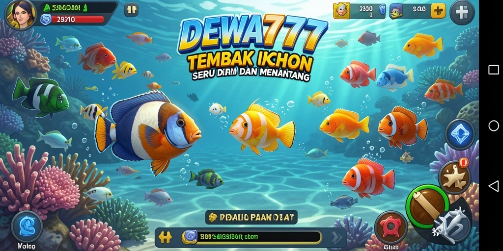 Screenshot gameplay DEWA777 yang menunjukkan aksi menembak ikan.