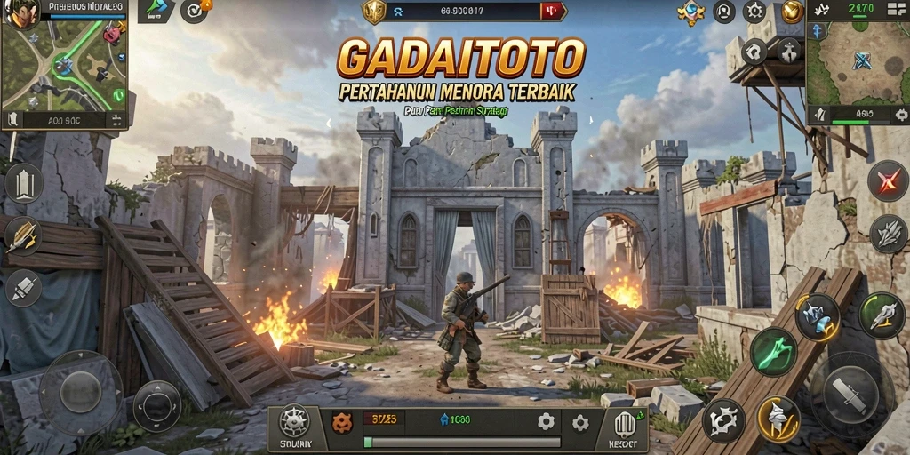 Tampilan gameplay seru dalam GADAITOTO yang penuh strategi Tower Defense.