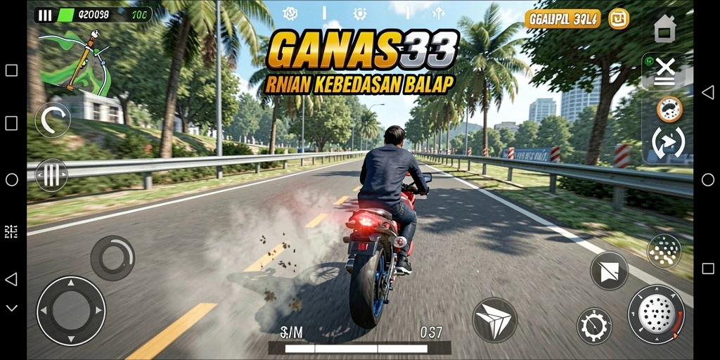 Tangkapan layar GANAS33 menunjukkan aksi balap mendebarkan di trek yang menantang.