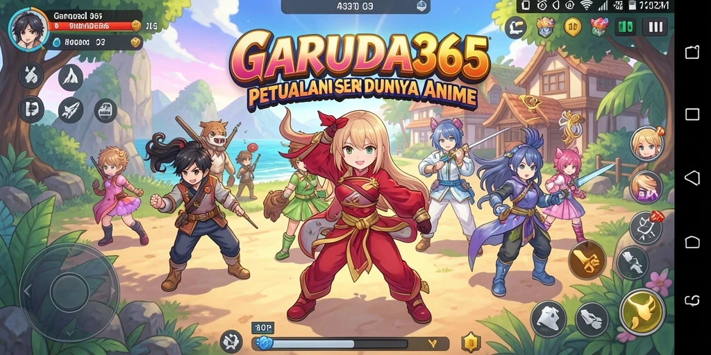 Tampilan gameplay GARUDA365 yang menampilkan aksi karakter Anime.