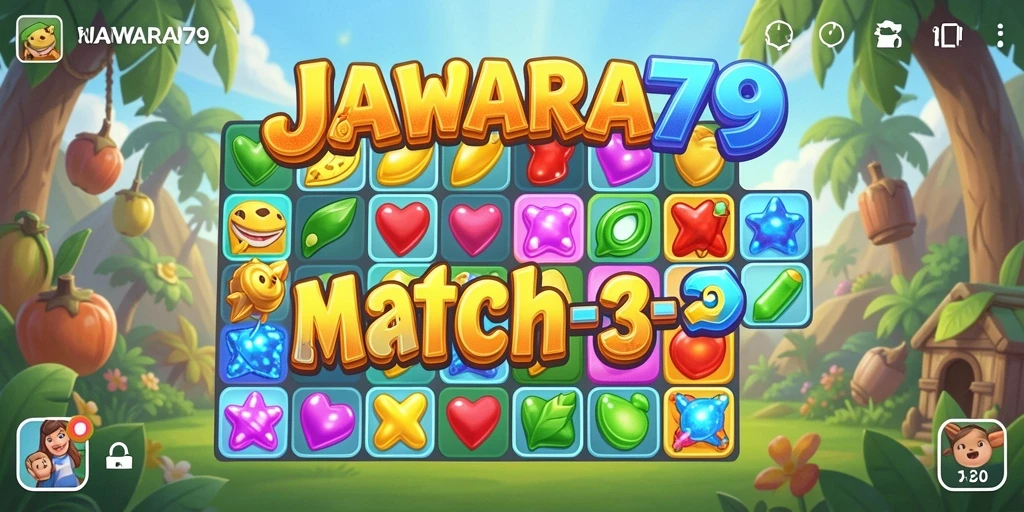 Tampilan menarik gameplay JAWARA79 dengan elemen Match-3 yang menyenangkan.