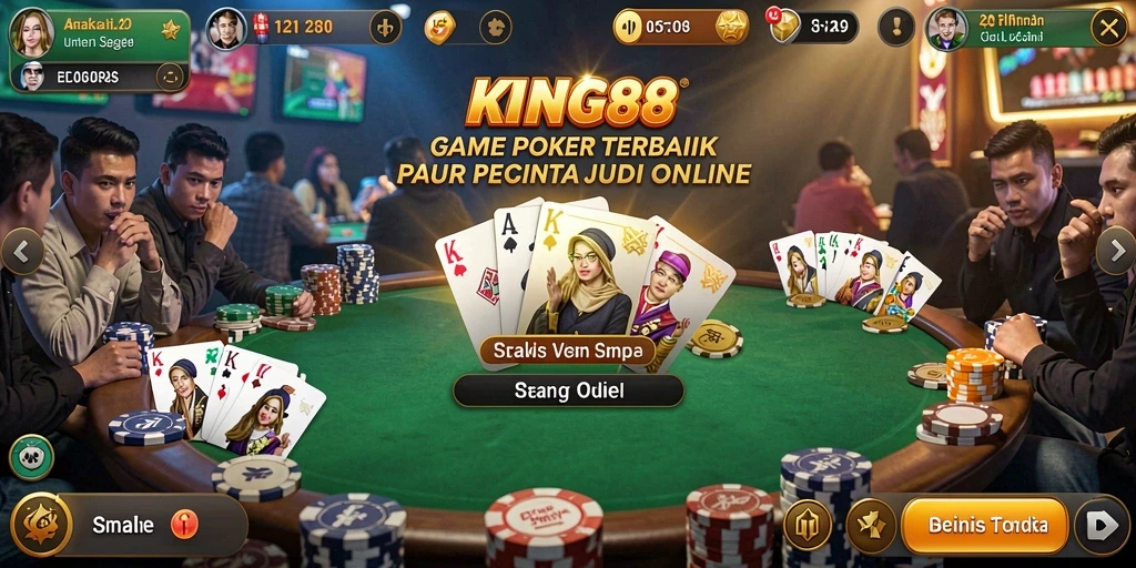 Tampilan gameplay Poker yang menarik dan interaktif di KING88.
