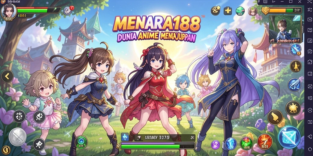Tampilan gameplay MENARA188 yang memukau dengan karakter anime yang penuh aksi.
