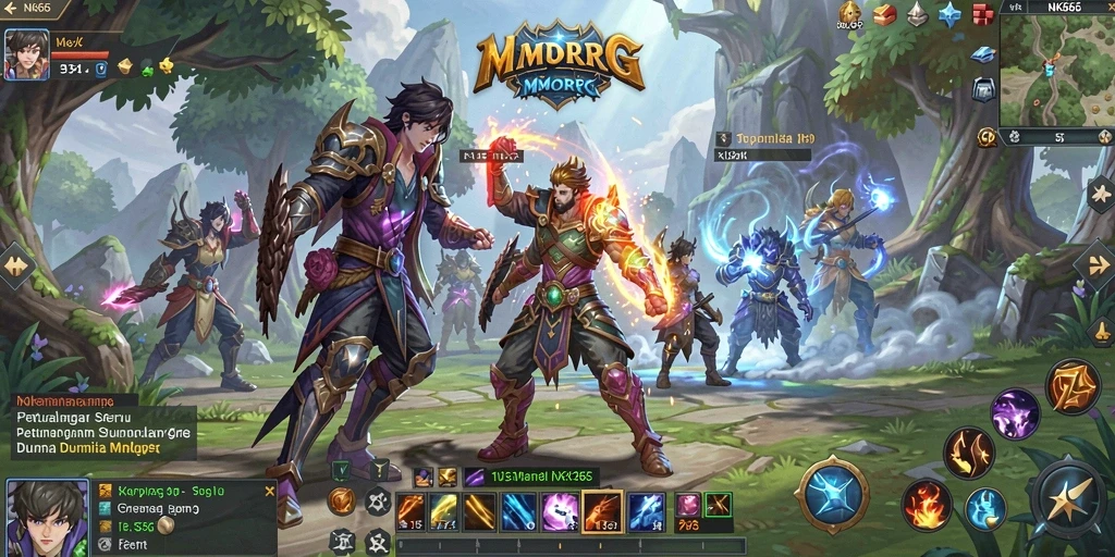 Tangkapan layar gameplay NK666 menunjukkan aksi seru dalam dunia MMORPG.