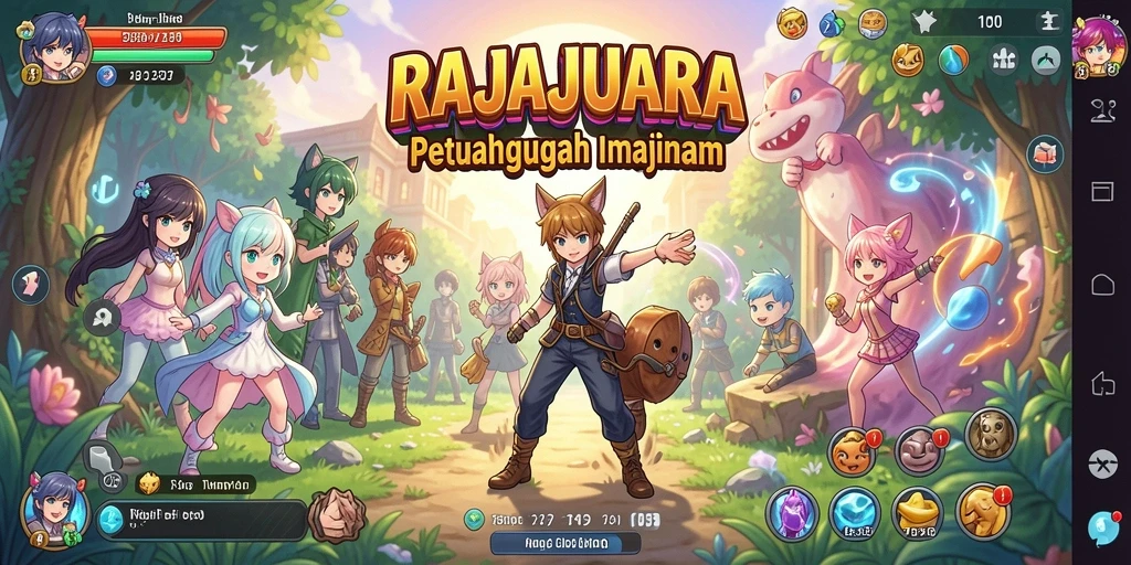 Screenshot gameplay <strong>RAJAJUARA</strong> yang menunjukkan pertarungan karakter Anime.