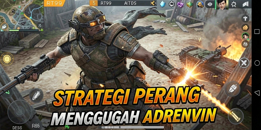 Tangkapan layar gameplay RT99 menunjukkan momen pertempuran yang intens.