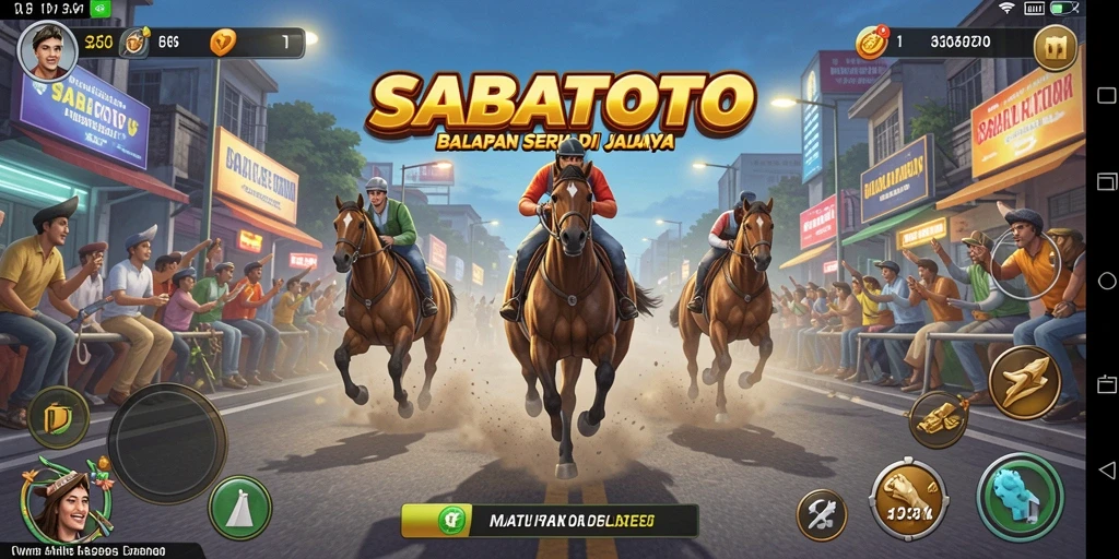 Tampilan gameplay SABATOTO dengan aksi balapan yang seru.