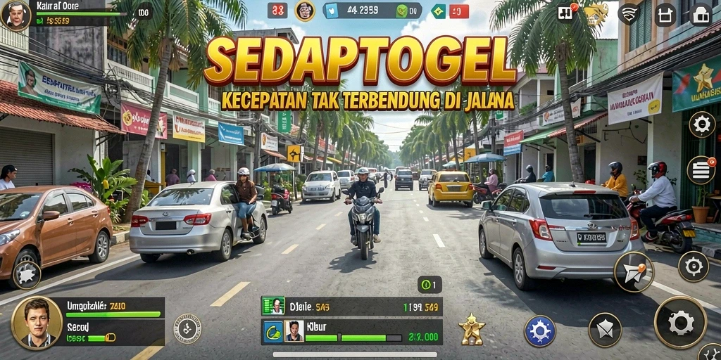 Screenshot gameplay SEDAPTOGEL menampilkan aksi balapan yang mendebarkan.