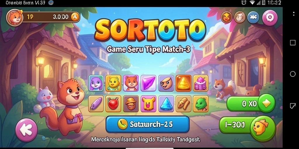 Tampilan gameplay SORTOTO yang seru dan penuh warna.