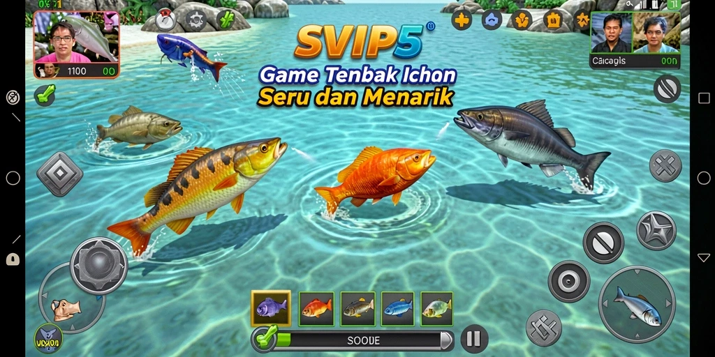 Tampilan gameplay <strong>SVIP5</strong> yang seru dengan aksi menembak ikan.