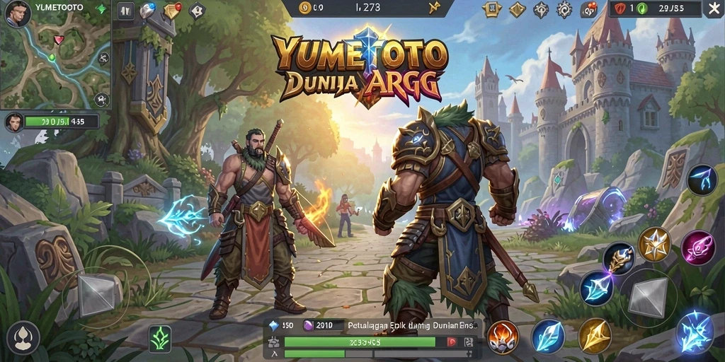 Tampilan gameplay dinamis yang penuh aksi dalam YUMETOTO.
